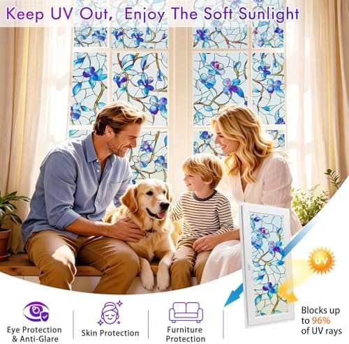 SOMWISE Frosted Window Privacy Film, Decorative Sun Heat Blocking, Anti UV - Image 5