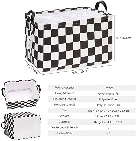 Hinwo 33L Large Canvas Storage Baskets with Lid and Handles, 2-Pack - Image 5