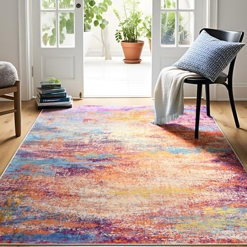 Modern Abstract 3x5 Rug, Non Slip Entryway Rug, Soft Machine Washable Rugs - Image 4