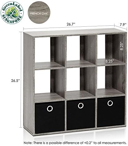 Furinno Simplistic 9 Cube Storage Organizer, Bookcase, French Oak Grey - Image 5