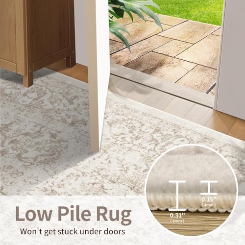 Rugxara 2'6" x 8' Beige Vintage Runner Rug for Hallways Kitchen - Image 6