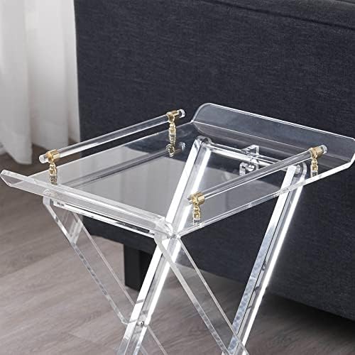 Clear Acrylic Folding Side Table with Handle, X-Leg Small End Table - Image 6