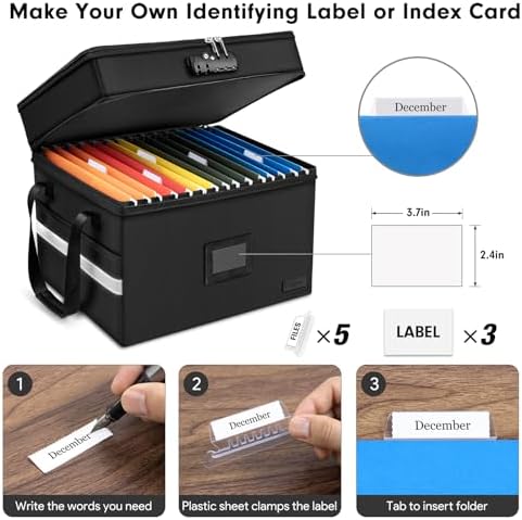 Fireproof File Oganizer with Lock, 2 Layer Fireproof Document Storage Box - Image 5