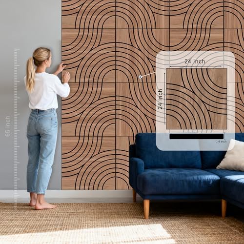 WoveN SounD Acoustic Wall Panels, Teak, 8 Pack, 23.6x23.6 in - Image 2