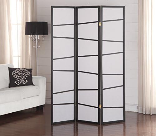 Roundhill Furniture 3-Panel Screen Room Divider, Black - Image 2