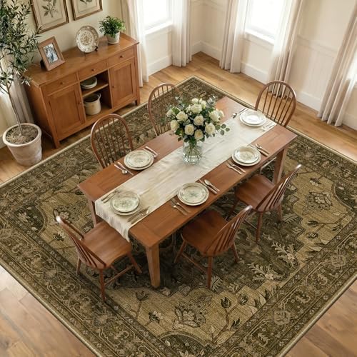 RELEANY Washable Area Rug, Square 10'x10', Brown/Dark Brown - Image 3