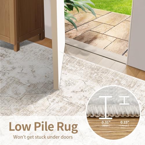 Large 8x10 Ivory Cream Washable Rugs for Living Room Bedroom(Neutral Beige) - Image 6