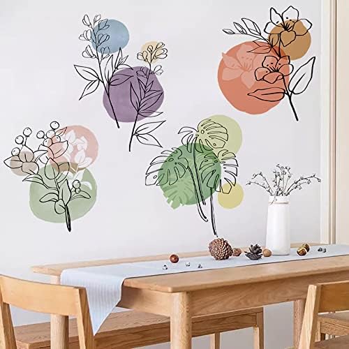Runtoo Boho Modern Abstract Wall Art Decals Simple Plant Flower Color Wall Stickers Living Room Nursery Kids Bedroom Wall Decor - Image 3
