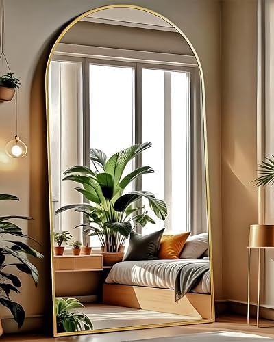KOMCOTE Arched Floor Mirror - Full Length 76"x34", Oversized Wall Mirror for Bedroom & Living Room, Large Gold Standing Mirror, Durable Framed Floor-Length Mirror - Image 2