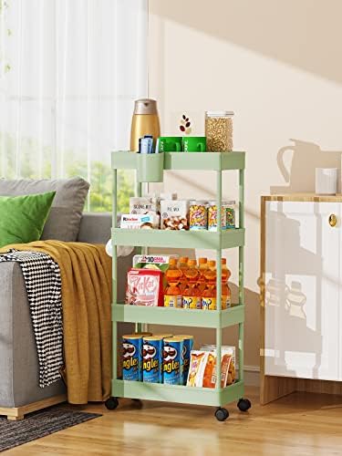 LEHOM Slim Rolling Storage Cart - 4 Tiers Bathroom Organizer Utility Cart - Image 5