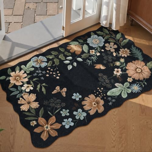 Lahome Floral Entryway Rug Indoor, 2X3 Soft Washable Kitchen Rug Non Slip by Lahome