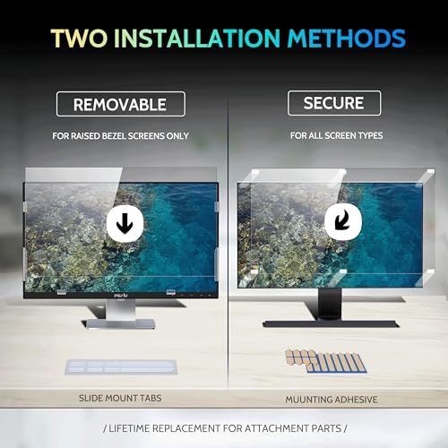 Peslv [2 Pack] 18.5 Inch Privacy Screen for Computer Monitor 16:9 Aspect Ratio, Eye Protection Anti Blue Light Glare Shield, 18.5inch Removable Black Blackout Anti Spy Desktop Security Private Filter - Image 3