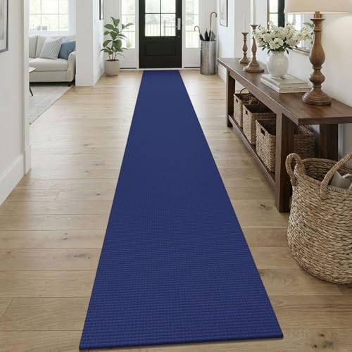 KOZYFLY Braided 2x18 Runners Rugs for Hallway, Extra Long Washable Runner Rug, Woven Non Slip Kitchen Runner, Cotton Entryway Rug, Floor Carpet for Entry, Aisle, Hall, Deep Navy Blue by KOZYFLY