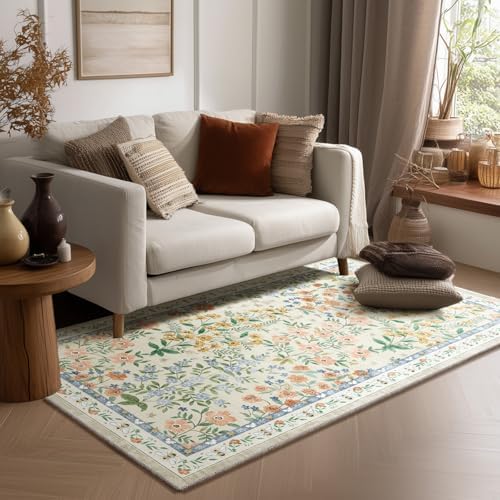 3x5 Washable Area Rugs for Entryway: Small Throw Rugs Stain Resistant Non Slip Low Pile Soft Faux Wool Lightweight Entry Rug for Bedroom Living Room Kitchen Laundry Room Bathroom Front Door Indoor by palohom