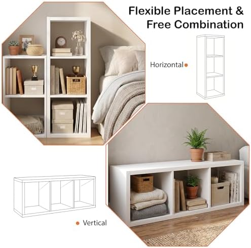 WannabeMyself【2026 Wooden Thick Frame】 3 Cube Storage Organizer with Anti-Tipping Kits, Reversible Open Back Book Shelf,Bookcase for Living Room,Bedroom,Entrance Hall,Office,11.6×36.3×13.1,White - Image 4