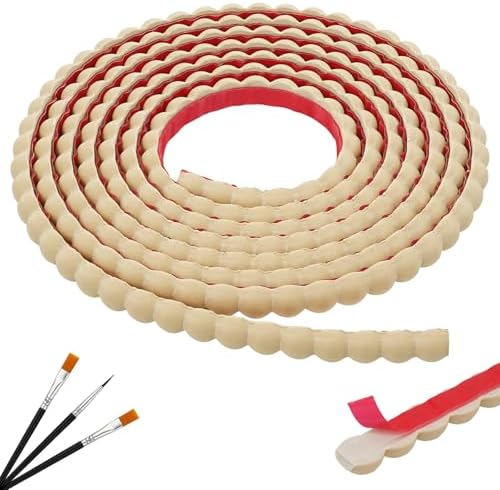 10ft Decorative Bead Pearl Peel and Stick Wall Molding Trim, Wood by JSIWOTH