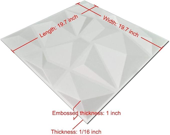 Art3d 12 Pack 3D Diamond Design Wall Panels 19.7"x19.7" PVC Panel for Interior Wall Decor Living Room, Office, TV Background, Snow White - Image 8