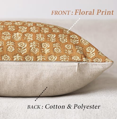 Foindtower Decorative Floral Print Throw Pillow Covers 22×22 Golden Orange - Image 2