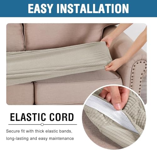 H.VERSAILTEX Super Stretch Individual Seat Cushion Covers Sofa Covers Couch Cushion Covers Slipcover Sets Thick Jacquard Textured Twill Fabric (1 Piece Chair Cushion Cover, Island Fossi) - Image 5