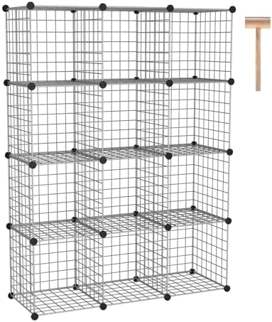 C&AHOME Wire Cube Storage, 12 - Cube Organizer Metal C Grids, Silver Gray by CAHOME
