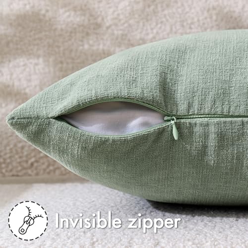 MIULEE Greyish Green Chenille Couch Throw Pillow Covers, 18x18 - Image 3