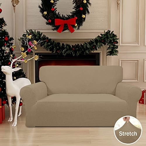 Easy-Going Stretch Loveseat Couch Covers Washable Tan - Image 2