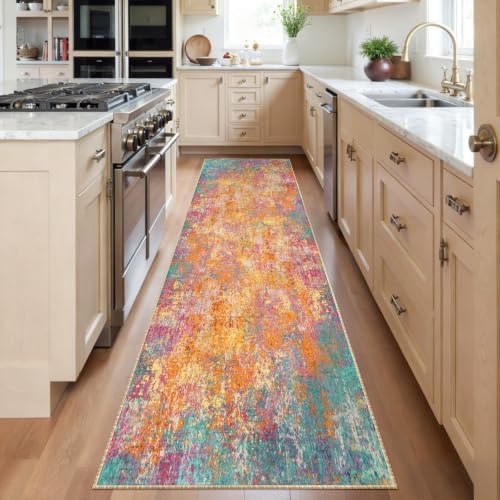 RELEANY Washable Runner 2'x6' Abstract Area Rug for Hallway Starlight by RELEANY