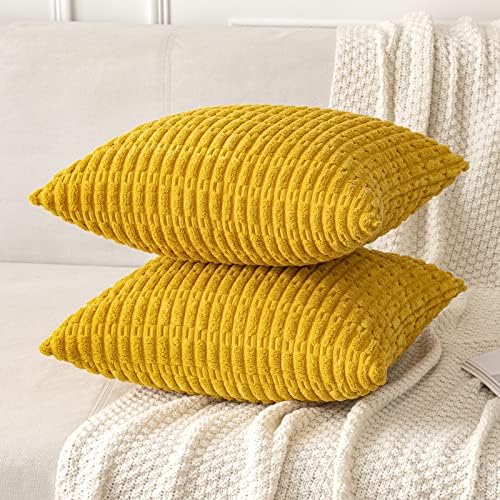 MIULEE Decorative Throw Pillow Covers 20x20 Mustard Yellow Pack of 2 - Image 5