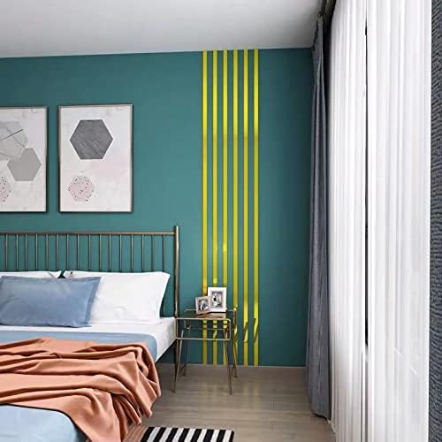 15 Pcs Self-Adhesive Flexible Molding Trim, Vibrant Mirror Like Stickers, Removable Decals Stickers for Wall Frames/Wallpaper Border/Waist Lines(Gold) - Image 3