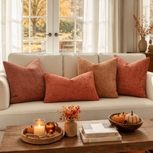 MIULEE Fall Decorative Couch Throw Pillow Covers 18x18 Burnt Orange 2 Pack - Image 5
