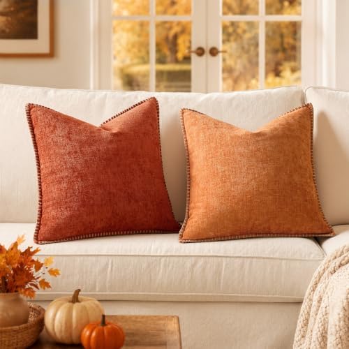 MIULEE Fall Decorative Couch Throw Pillow Covers 20x20 Inch Rust 2 Pack - Image 5