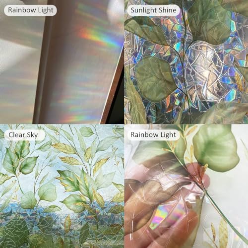 Rainbow Window Privacy Film with Tools, 3D Stained Glass Window Film for Home and Office, Spring & Autumn Leaves, 22.83"x 35.43"(58x90CM) - Image 2