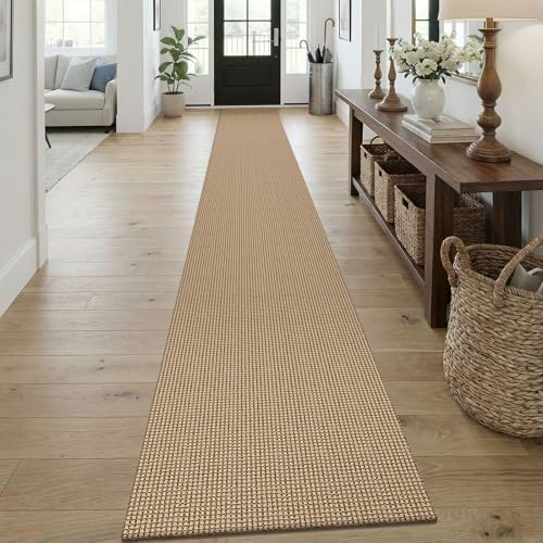 KOZYFLY Boho 2x18 Runners Rugs for Hallway, Extra Long Washable Runner Rug, Woven Non Slip Kitchen Runner, Cotton Entryway Rug, Floor Carpet for Entry, Aisle, Hall, Orange Beige/Tan/Brown by KOZYFLY