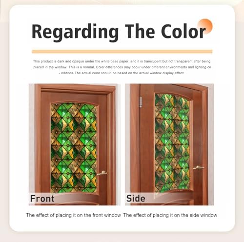 Window UV Protection Rainbow Privacy Film:Non-Adhesive Static Cling Decorative Window Film with Installation Tools,Stained Glass Window Film for Kitchen,Bathroom,and Shower Doors,16.9 x 78.7 inches. - Image 3
