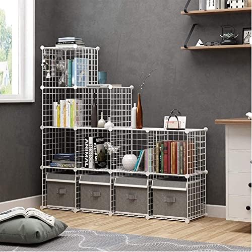 C&AHOME Wire Cube Storage, 12-Cube Storage Organizer Metal, C Grids, White - Image 4