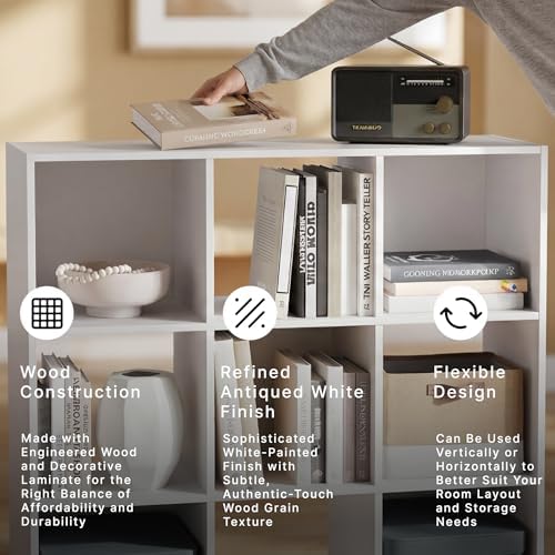 Signature Design by Ashley Onita 9 Cube Storage Organizer, White Bookshelf - Image 5