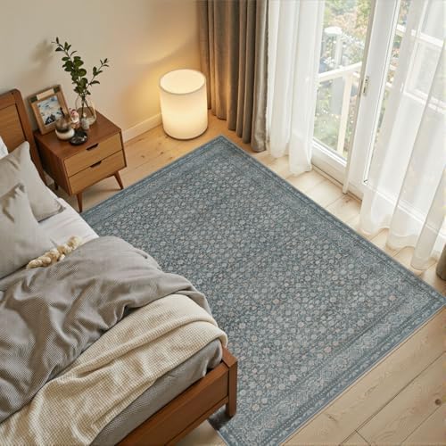 Rugxara 3x5 Entryway Rug,Blue Vintage Boho Bedroom Area Rug - Image 2