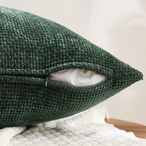 MIULEE Soft Decorative Chenille Euro Pillow Covers Green 22x22 Pack of 4 - Image 7
