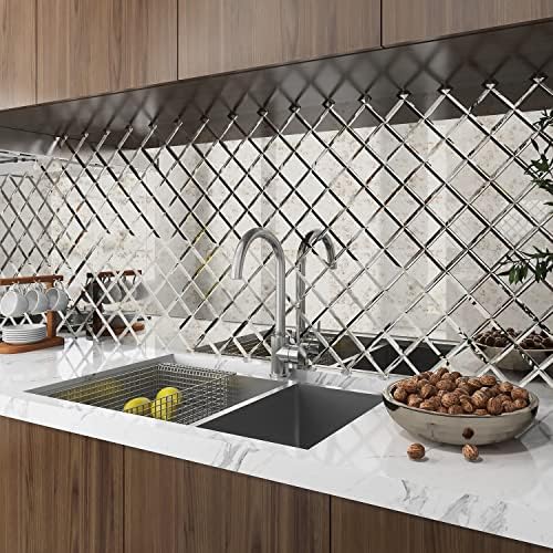 Lovdeco Peel and Stick Light Antique Mirror Tile, Square Mirror for Kitchen Backsplash Bathroom (32 Sheets, 2 SQ.FT.), 3 x 3 Inch - Image 3