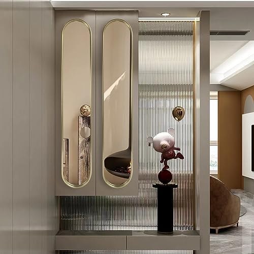 OUSHUAI Gold Full Length Oval Mirror,Narrow Capsule Long Mirrors with Metal Frame for Entryway,Hallway,Living Room 44"X8"(2pcs) … - Image 2