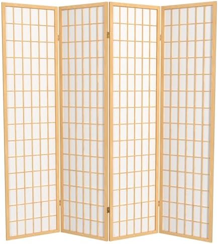 Red Lantern 6 ft. Tall Window Pane Shoji Screen - Natural - 4 Panels by RedLantern