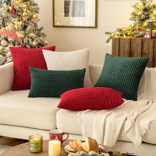 MIULEE Euro Sham Decorative Throw Pillow Covers 22x22 Cream White Corduroy - Image 7