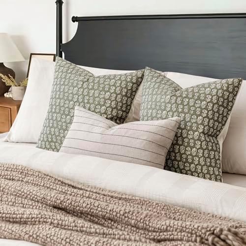 Foindtower Decorative Floral Print Throw Pillow Covers 20×20 Sage Green - Image 5