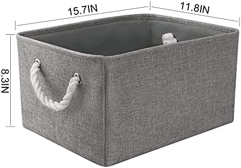 TheWarmHome Large Storage Bins Basket, 2 Pack Grey Fabric Storage Cubes for Changing Table Nursery Livingroom Kidsroom Playroom Toy, Collapsible Storage Baskets for organizing Shelves Closet - Image 2