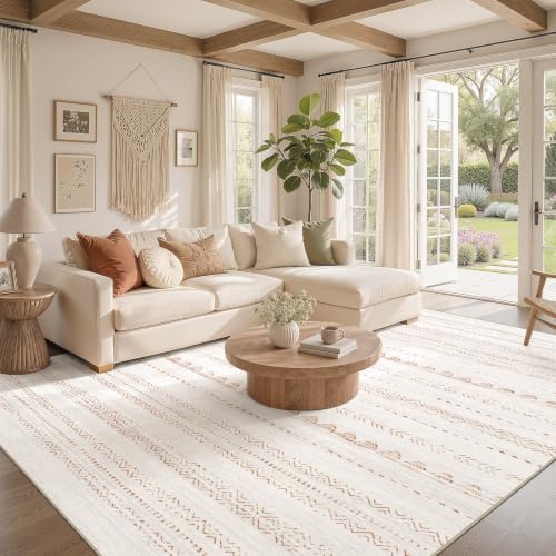 Nakagishi Boho 11x15 Area Rug Living Room Rugs Machine Washable Brown - Image 2