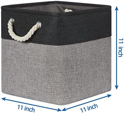 Temary Storage Baskets 4 Pack Fabric Storage Cubes Basket for Organizing, Collapsible Cloth Baskets with Handles for Shelves, Home, Closet (Black&Gray) - Image 3