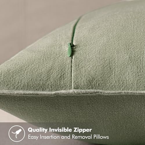 MIULEE Decorative Linen Pillow Covers 18x18 Inch Sage Green - Image 3