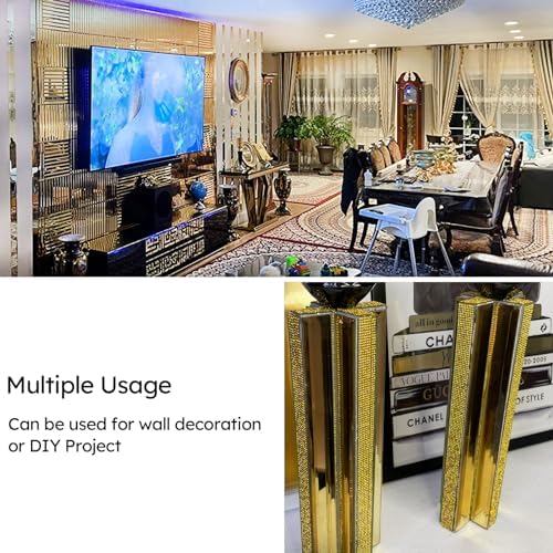 Diflart Peel and Stick Mirror Backsplash Tile, Gold, 11.8 x 11.8 Inch, Beveled Mirror Strip Tile for Kitchen Bathroom Bar Accent Wall, Pack of 5 Sheets - Image 6