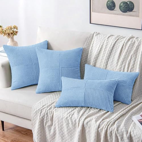 MIULEE Light Blue Decorative Throw Pillow Covers for Couch 18x18 Inch - Image 4