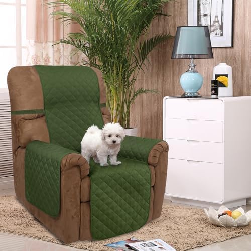 U-NICE HOME Reversible Recliner Chair Covers, Huntergreen/Sage - Image 2